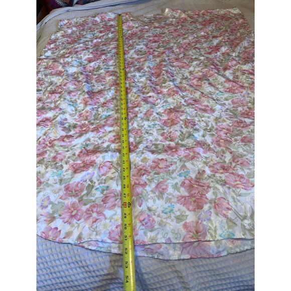 VTG Robinson’s Pink & Blue Floral Silky V Neck Long MuMu Grandma Nightgown Large - Picture 8 of 12